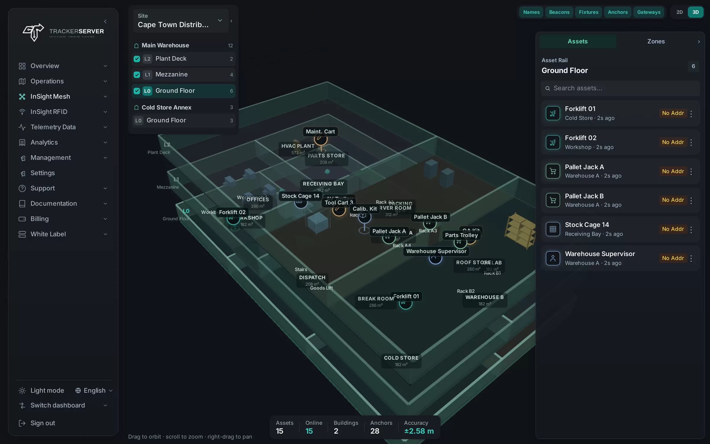 Trackerserver — InSight Mesh, a live 3D building view